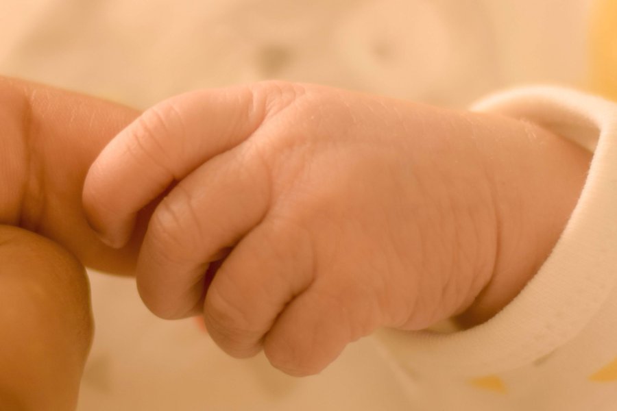 Main d'un bébé qui tient le doigt de son parent
